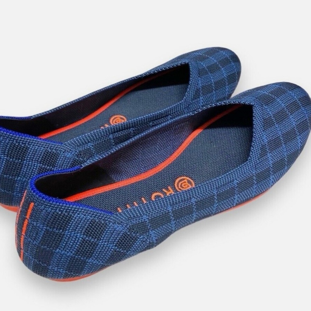 Rothy's indigo gingham Navy and Black Patterned Flat shoes size 9 - Picture 2 of 7